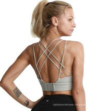 2021 Hot sale simple new cross design women shockproof crop top sport push up high waist series yoga running gym clothes